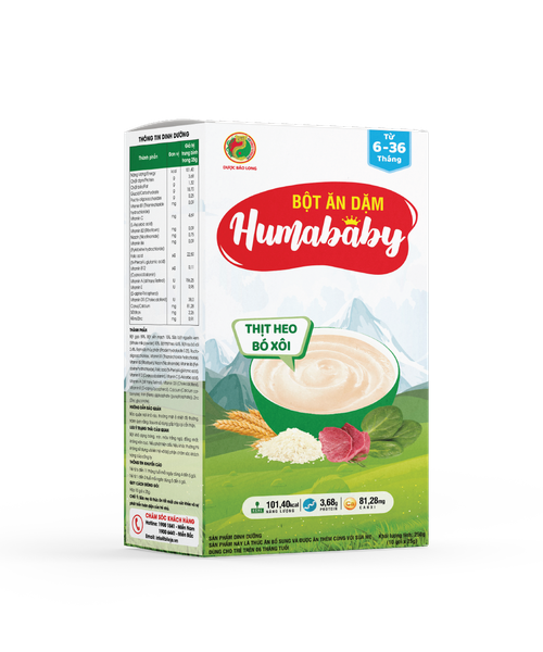  Bột ăn dặm Humababy đủ vị mặn cho bé từ 6-36 tháng 1hộp/10gói x25g 