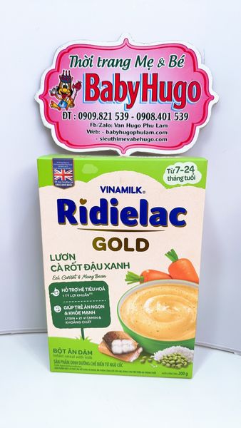  Bột Ăn Dặm Vinamilk Ridielac Gold Lươn Cà Rốt Đậu Xanh Hộp 200g 