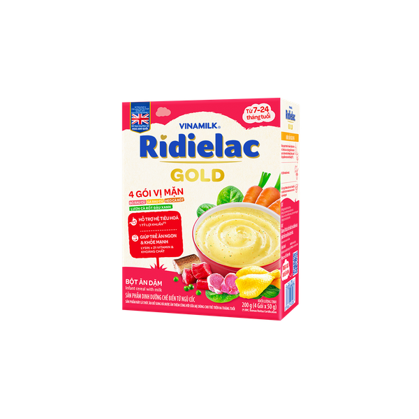  Bột ăn dặm Vinamilk Ridielac Gold 4 vị Mặn/Ngọt Cho Bé - Hộp giấy 200G 