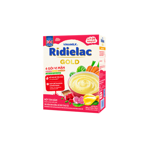  Bột ăn dặm Vinamilk Ridielac Gold 4 vị Mặn/Ngọt Cho Bé - Hộp giấy 200G 