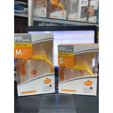  [MẪU MỚI] Bình Sữa weser cổ rộng quai cầm 180ml 260ml 