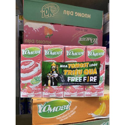  Lốc 4 hộp sữa chua uống hương dâu YoMost 170ml 
