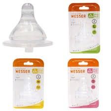  Vỉ 2 Núm Vú Bình Sữa Cổ Rộng Wesser Size S/M/L 