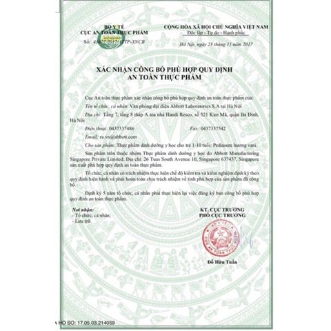  Sữa Bột Pediasure hương Vani hộp 1,6kg 