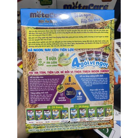  Bột Ăn MetaCare 4 Gói Vị Ngọt, Hộp 200g 