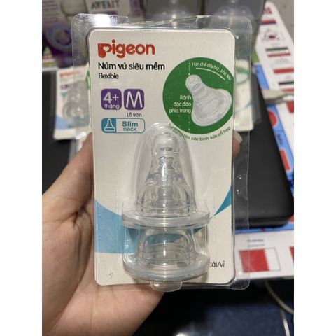  Vỉ 2 Núm vú Pigeon cổ hẹp size S, M, L, Y (Indonesia) 