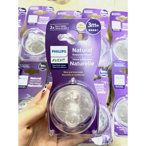  [MẪU MỚI] Cặp Núm Ti Bình Sữa Philips Avent Natural Cổ Rộng 