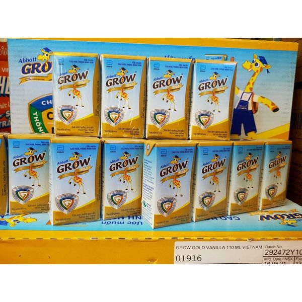  Lốc 4 hộp sữa dinh dưỡng pha sẵn Abbott Grow Gold vani hộp 110ml 