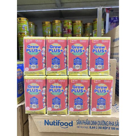  Lốc 4 hộp sữa dinh dưỡng pha sẵn NutiFood Grow Plus+ vani hộp 110ml/ 180ml (cho trẻ thấp còi) 