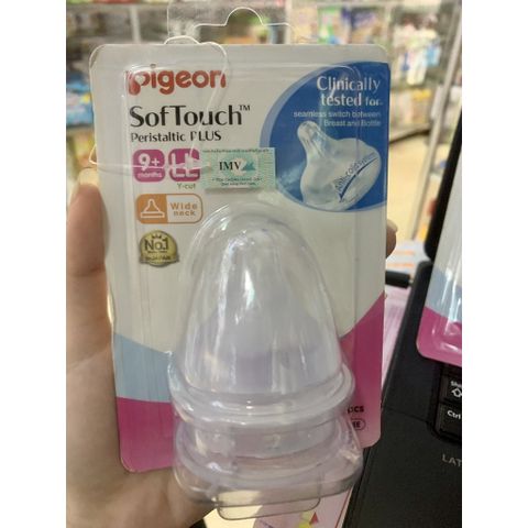  [VỈ 2 CÁI] Núm Ty Pigeon Cổ Rộng Softouch Plus - Size M/L/LL 