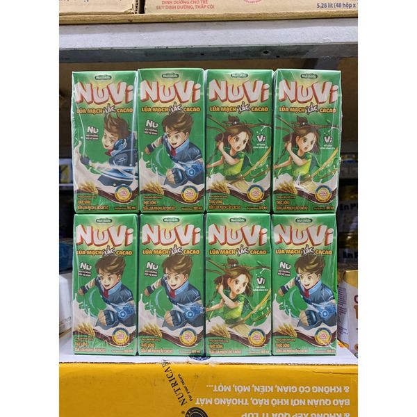  Lốc 4 Hộp Sữa lúa mạch thạch cacao NutiFood Nuvi 180ml 