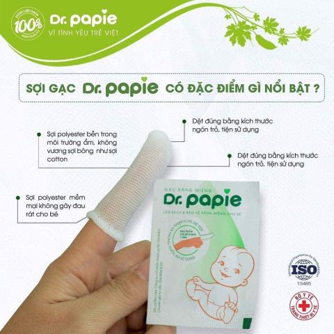  Hộp 30 miếng Gạc rơ lưỡi cho bé Dr. papie 