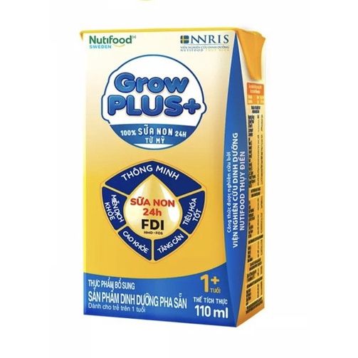  Thùng Sữa NutiFood GrowPlus+ Sữa Non - Vàng 180ml/110ml 