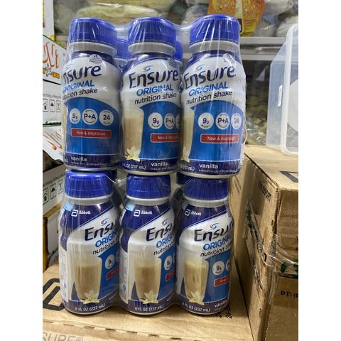  Lốc 6 Chai Pha Sẵn Abbott Ensure Original Hương Vani 237ml 