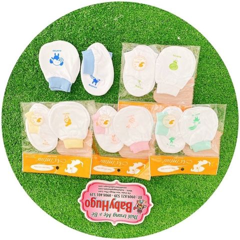  bao tay chân mintu bo trắng sơ sinh 