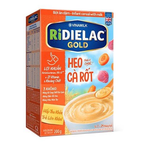  Bột ăn dặm RIDIELAC GOLD Heo cà rốt - Hộp giấy 200g. 