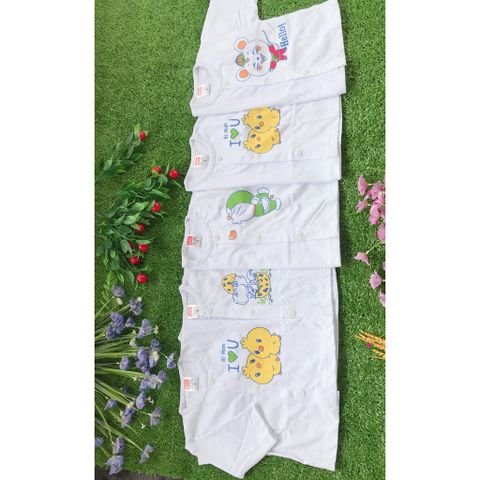  Set 5 Áo Sơ sinh HUGO tay dài cài giữa màu trắng (Từ Sơ sinh đến 20 kg) 