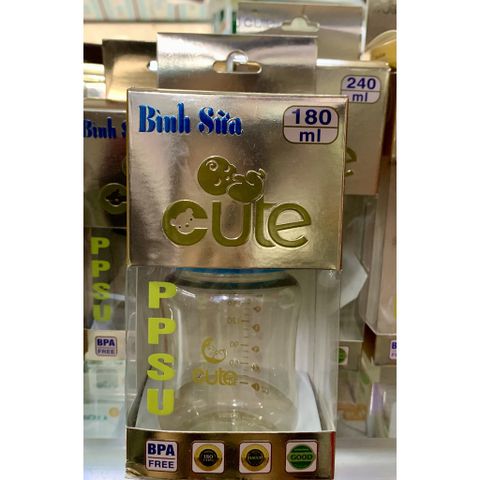  Bình Sữa Cổ Rộng Hiệu Cute 180ml 