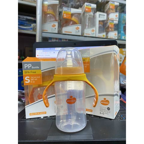  [MẪU MỚI] Bình Sữa weser cổ rộng quai cầm 180ml 260ml 