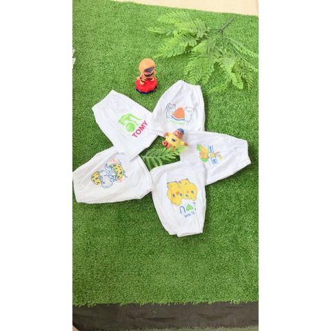  Set 5 Quần Đùi Thể Thao Trắng In Hoạ Tiết Cho Bé (Từ sơ sinh đến 50kg)- Quần cotton trắng 