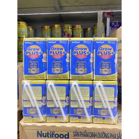  Lốc 4 hộp sữa uống dinh dưỡng pha sẵn NutiFood Grow Plus+ vani 110ml/180ml (tăng cân khoẻ mạnh) 