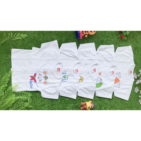 Set 5 Áo Sơ sinh tay ngắn HUGO cài giữa màu trắng (Từ Sơ sinh đến 20 kg) 