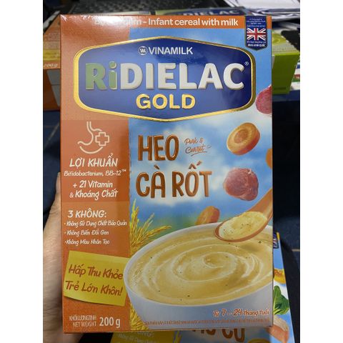  Bột ăn dặm RIDIELAC GOLD Heo cà rốt - Hộp giấy 200g. 