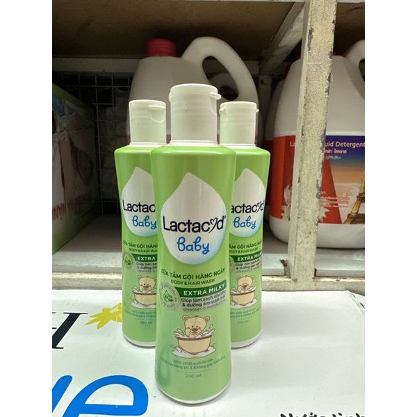 Sữa Tắm Gội Trẻ Em Lactacyd Milky chai 250 ml- Ngăn ngừa rôm xảy 