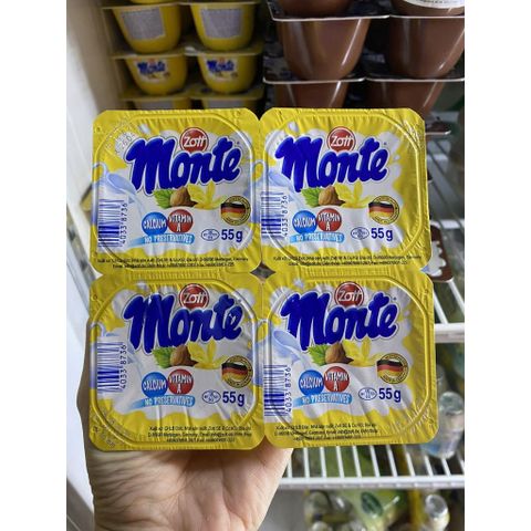  [HỎA TỐC] Váng sữa Monte hương vani - 55g x 4 hộp Bé trên 6 tháng 