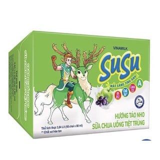  Lốc 6 chai sữa chua uống hương táo nho SuSu IQ 80ml 