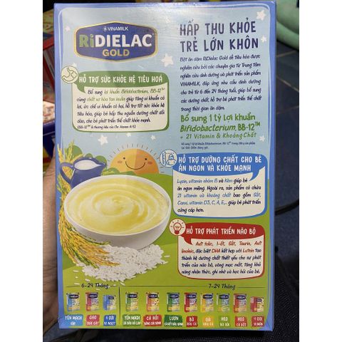  BỘT ĂN DẶM RIDIELAC GOLD GẠO SỮA DINH DƯỠNG - HG200G 