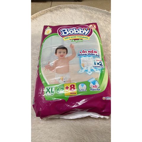  Tã quần Bobby Size XL 62 Miếng (tặng 8 miếng) 