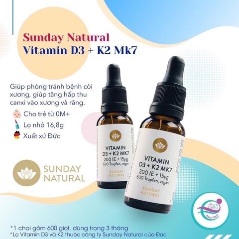  Vitamin D3 K2 MK7 Sunday Natural Đức 20ml 