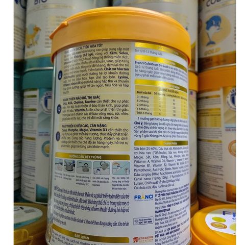  [MẪU MỚI - TĂNG CƯỜNG MIỄN DỊCH] Sữa Bột FRANCI COLUSTRUM 0+ Hộp 800G 