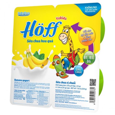  [HỎA TỐC] Lốc 4 hộp Sữa chua Hoff vị chuối 