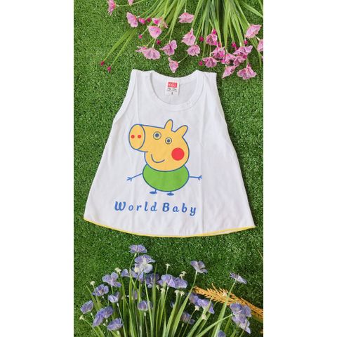  Set 5 Áo Sát Nách HUGO Bé Gái - Cotton trắng In Hình ( từ 6kg - đến dưới 30kg) 