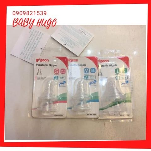  Vỉ 2 Núm vú Pigeon cổ hẹp size S, M, L, Y (Indonesia) 