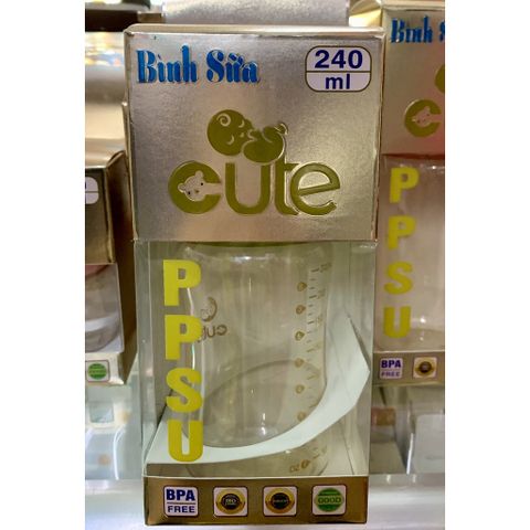  Bình Sữa Cổ Rộng 240ml Hiệu Cute 