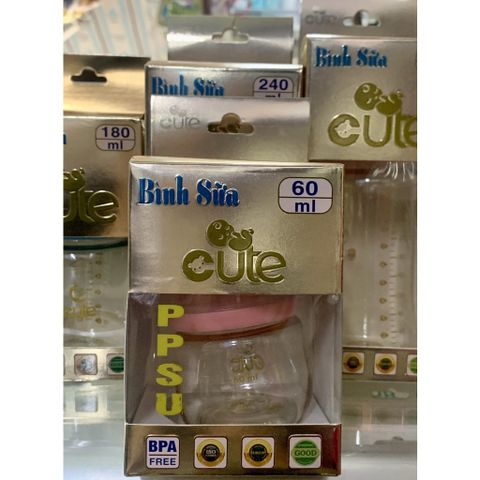  Bình Sữa Cổ Rộng Hiệu Cute 60ml 