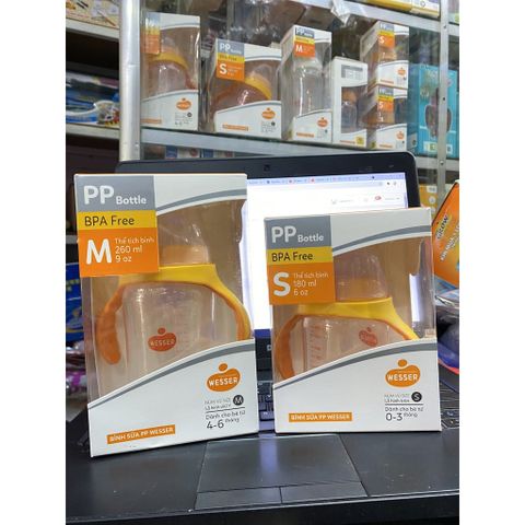  [MẪU MỚI] Bình Sữa weser cổ rộng quai cầm 180ml 260ml 