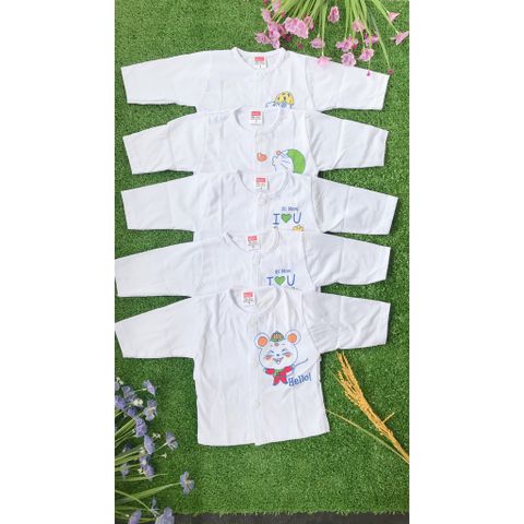  Set 5 Áo Sơ sinh HUGO tay dài cài giữa màu trắng (Từ Sơ sinh đến 20 kg) 