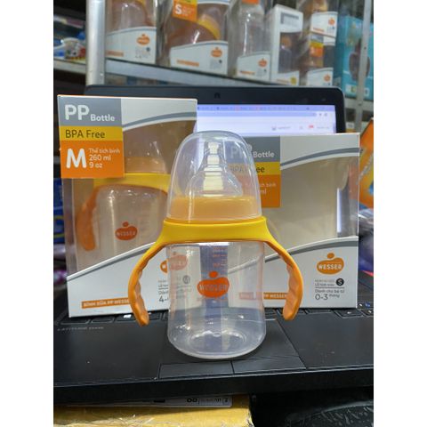  [MẪU MỚI] Bình Sữa weser cổ rộng quai cầm 180ml 260ml 