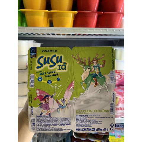  [HỎA TỐC] Lốc 4 Hộp Sữa Chua SuSu IQ Cho Bé Màu Xanh Vani 