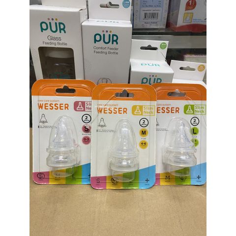  Vỉ 2 Núm Wesser Cổ Hẹp Đủ Size S/M/L/+ 