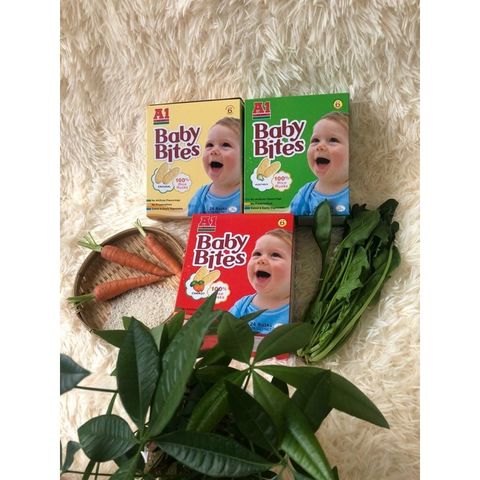  Bánh Gạo Ăn Dặm Vị Rau Củ Baby Bites A1 (hộp 50g) Bé từ 6 tháng 