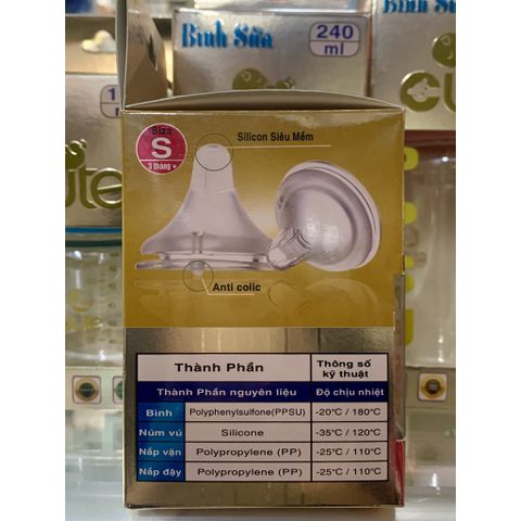  Bình Sữa Cổ Rộng Hiệu Cute 60ml 