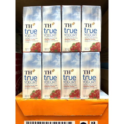  Lốc 4 hộp sữa chua uống vị dâu TH True Yogurt 180ml 