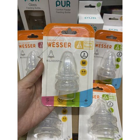  Vỉ 2 Núm Wesser Cổ Hẹp Đủ Size S/M/L/+ 