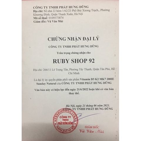  Vitamin D3 K2 MK7 Sunday Natural Đức 20ml 