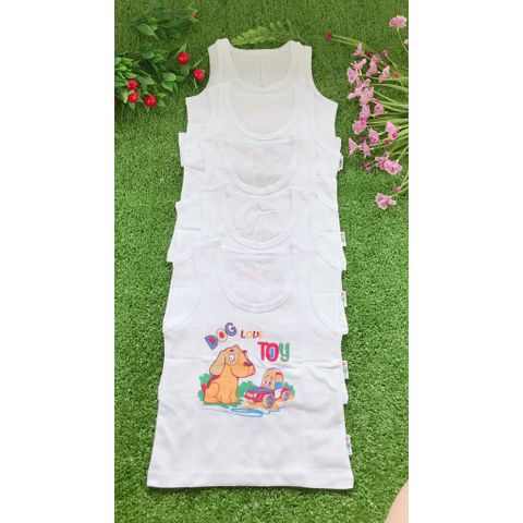  Set 5 ÁO BA LỖ FANY TRẮNG BÉ TRAI IN HÌNH (Từ 3kg đến 35kg) 